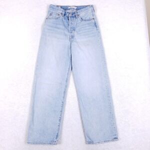 Levi's Premium Ribcage Straight Jeans 27 Light Wash High Rise Denim Streetwear